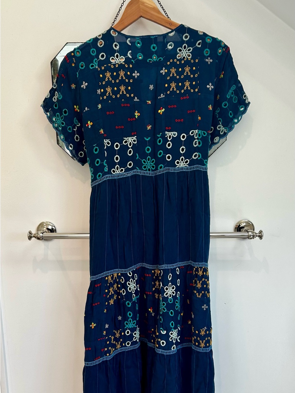 Johnny Was Navy Blue Embroidered Boho Dress size medium - Picture 4 of 6
